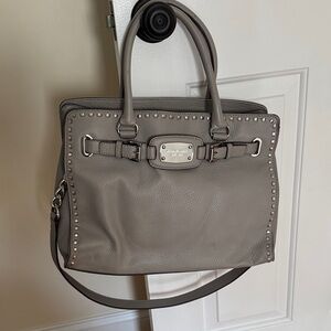 Michael Kors Gray Studded Leather Handbag
